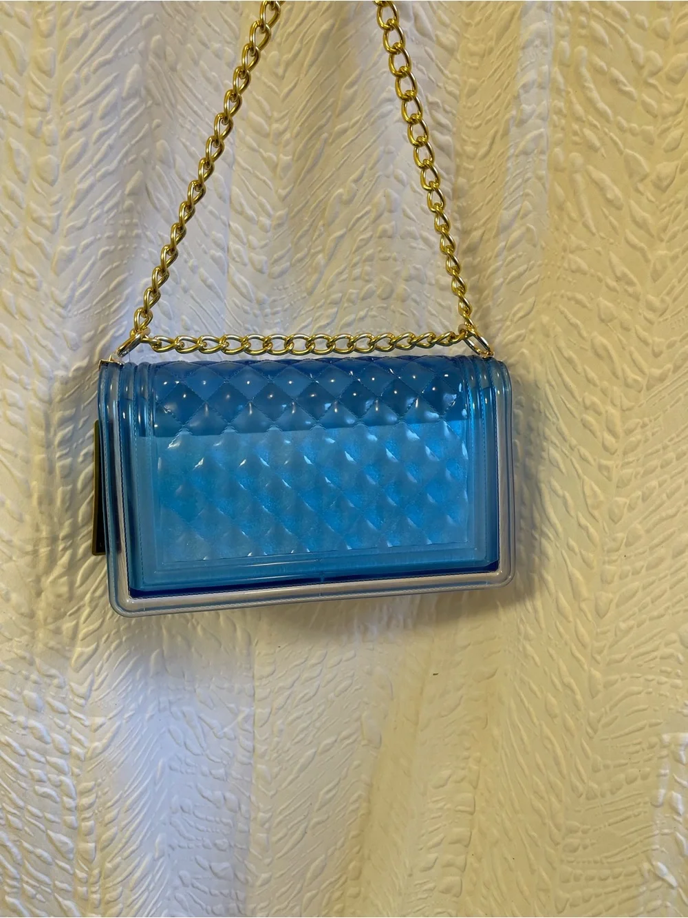CALEESA Blue Quilted Jelly Chain Crossbody Bag - NWT **